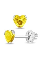 gorgeous white gold heart November birthstone baby earrings